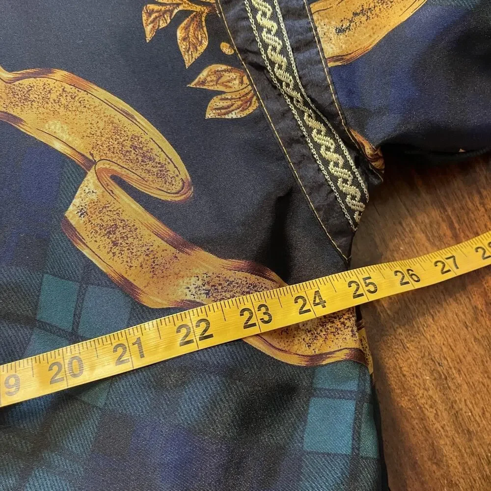 Vtg Gallery Down Jacket Womens S Baroque Plaid Puffer Bomber